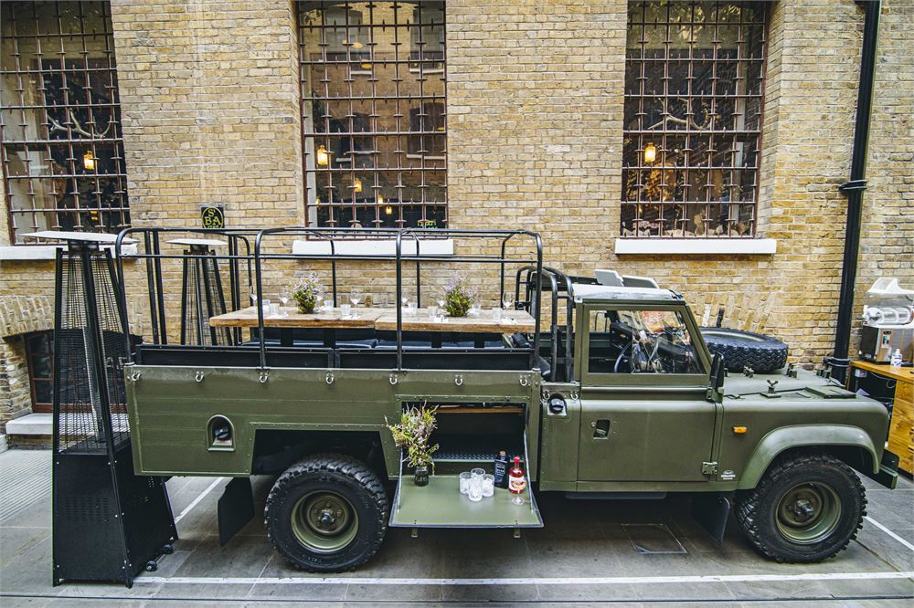 You can dine inside an open-top Land Rover at this London restaurant